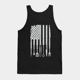 BBQ Smoker Grilling Pitmaster Barbecue American Flag Tank Top